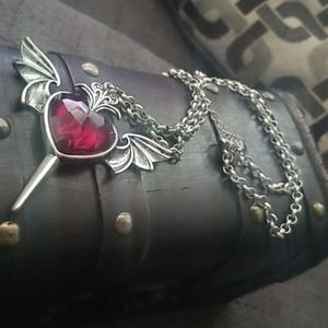 Vampire Winged-Ruby Heart Necklace